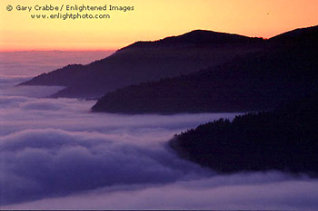 Sunset and fog on the Lost Coast, Humboldt County, California
