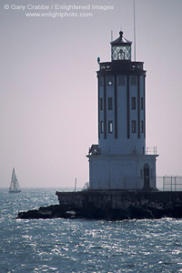 Angel's Gate Lighthouse at the entrance to the Pacific Ocean and Los Angeles Harbor, near San Pedro, Southern California Coast