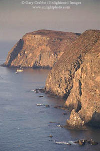 Sailboat anchored off the Channel Islands, California