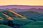 Sunset light on rolling green hills, Tassajara Region, Contra Costa County, San Francisco Bay Area, California