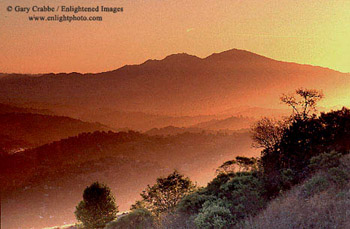 Sunrise over Mount Diablo, Orinda, and Lafayette, from San Pablo Ridge, Contra Costa County, California 