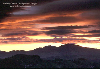 Stormy sunrise over Mount Diablo, from Lafayette, Contra Costa County, California
