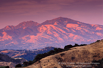 Sunset light on Mount Diablo, from the Berkeley Hills, California