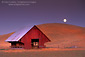 Evening moonrise over barn in the Tassajara Region, Contra Costa County, California