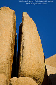 Eroded Split rock boulder near Barker Dam, Joshua Tree National Park, California