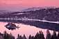 Evening light over Emerald Bay in winter, Lake Tahoe, California