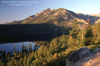 Cascade Lake and Mount Tallac from ridge above Emerald Bay, Lake Tahoe, California