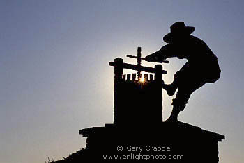 Grape Crusher statue at the entrance to the Napa Valley, California