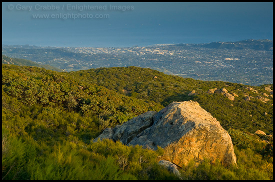 Photo: Overlooking the town of Santa Barbara from atop the Santa Ynez Mountains, California