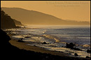 Picture: Golden sunrise light over coastal hills and beach at Gaviota Beach State Park, near Santa Barbara, California
