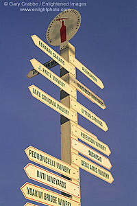 Sign pointing to wineries in the Dry Creek Region, Sonoma County, California