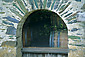 Arched Stone Window of wine cellar at Hop Kiln Winery, Russian River Valley, Sonoma County, California