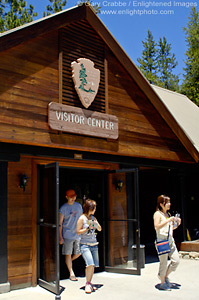 Asian tourists at the Lodgepole Visitor Center and Village, Sequoia National Park, California; Stock Photo photography picture image photograph fine art decor print wall mural gallery