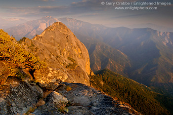 Sunset light on granite monolith Moro Rock, Sequoia National Park, California; Stock Photo photography picture image photograph fine art decor print wall mural gallery