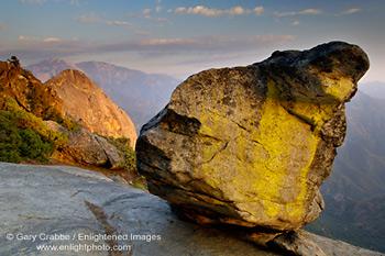 Lichen covered erratic boulder st sunset near Moro Rock, Sequoia National Park, California; Stock Photo photography picture image photograph fine art decor print wall mural gallery