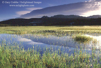 Lenticular cloud over alpine tarn in Tuolumne Meadows, Yosemite National Park, California