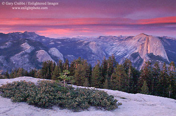 Sunset over Half Dome and Tenaya Canyon from atop Sentinel Dome, Yosemite National Park, California