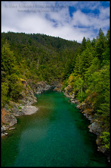 Photo: Smith River flowing through forest canyon, Del Norte County, California