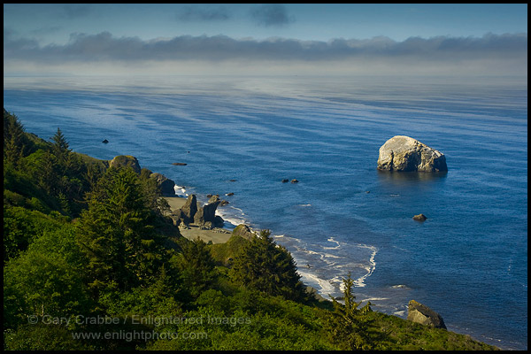Photo: Coastal fog over the rugged hills and ocean, Redwood National Park, California