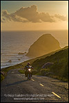 Picture: Motorcycle at sunset on the Mattole Road, at Cape Mendocino, on the Lost Coast, California 