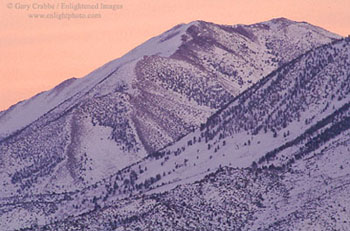 Winter sunset light over the shaded slopes of the Eastern Sierra, near Crowely Lake, California