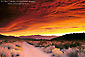 Alpenglow on storm clouds at sunrise over dirt road in the mountains, Eastern Sierra, California