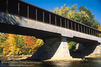 Photo: Covered bridge over river near Conway, White Mountains, New Hampshire