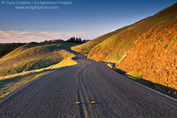 Picture: Twisting S-curves on two lane mountain road, Bolinas Ridge, Marin County, California Coast