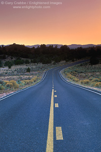 Photo: Two lane paved road scenic byway at sunset, near Cannondale, Utah