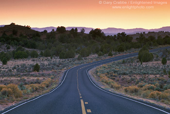 Photo: Two lane asphalt scenic byway road through the high desert of Utah