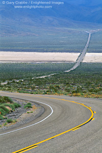 Picture: Curved two lane desert highway near Death Valley National Park, California
