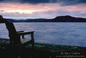 Storm clouds at sunset over Lake Bomoseen, near Rutland, Berkshire region, Vermont