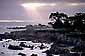 Sunbeams through coastal fog over Monterey, near Carmel, Monterey Peninsula, California