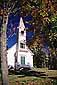 Colonial church and steeple in fall, White Mountains, New Hampshire