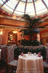 The Garden Room set for High Tea, Empress Hotel, Victoria, Vancouver Island, British Columbia, Canada