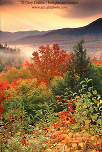 Autumn sunrise at Kancamagus Pass, White Mountains, New Hampshire