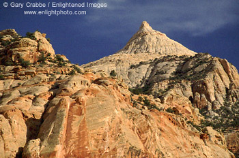 Sunset light on rock formations, Capitol Reef National Park, Southern Utah