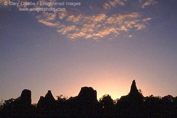 Sunset and clouds over rock spires, Kodachrome Basin, Utah