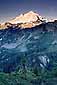 Sunrise light on the snow covered glacier of Mount Baker volcano, Mount Baker National Recreation Area, Cascade Range, Washington