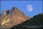 Moon rising over mountains. Grand Teton National Park, WYOMING