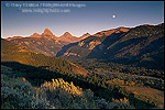 Picture of Moonrise at sunset over the Grand Tetons, from Targhee NF, on the west slope of the Teton Range, WYOMING