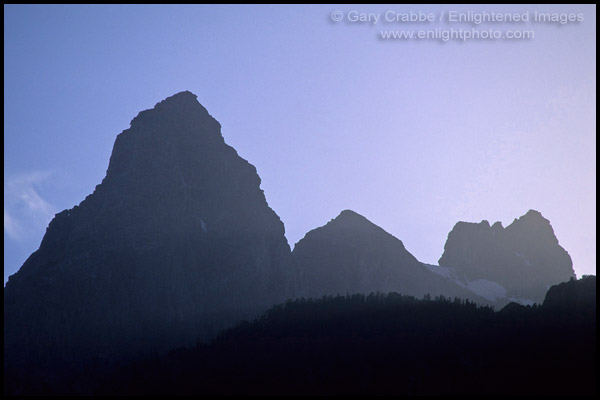 The Grand Teton backlit by late afternoon sun, Grand Teton National Park, Wyoming