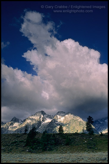 Teton Range mountains dusted by first fall snow storm, Grand Teton National Park, Wyoming