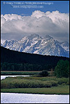 Teton Range dusted by first fall snow, from Oxbow Bend on the Snake River, Grand Teton Nat'l. Pk., WYOMING