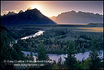 Sunset over the Grand Teton mountain from the Snake River Overlook, Grand Teton National Park, WYOMING
