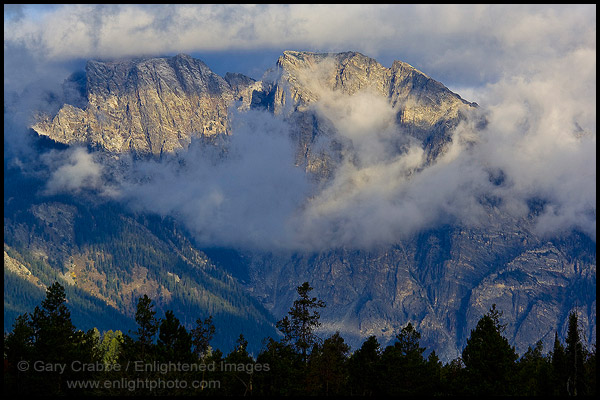 Storm clouds in morning over mountains in the Teton Range, Grand Teton National Park, Wyoming