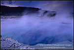 Photo: Steam rising off Sapphire Pool on a stormy evening, Biscuit Basin, Yellowstone National Park, WYOMING
