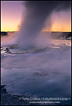 Photo: Steam boils out of Fountain Geyser at sunset, Fountain Paint Pot area, Yellowstone National Park, Wyoming