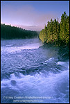 Picture: Misty Fall morning along the Yellowstone River, Canyon Region, Yellowstone National Park, Wyoming