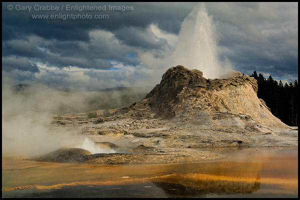 Photo: Geothermal steam and water venting out of Castle Geyser, Upper Geyser Basin, Yellowstone National Park, Wyoming